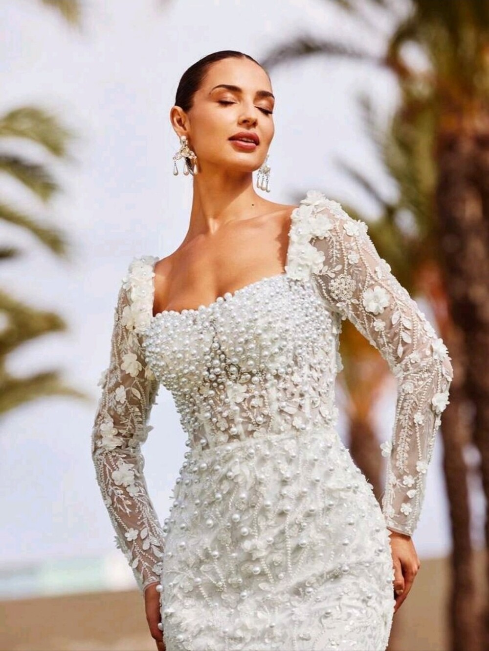 NWT Faeriesty Size XL Elegant Pearl Embellished 3D Floral Corseted Gown - Picture 13 of 16